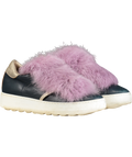 PHILIPPE MODEL Navy/ Purple Fur Trim Leather Trainers UK 5 EU 38 👠