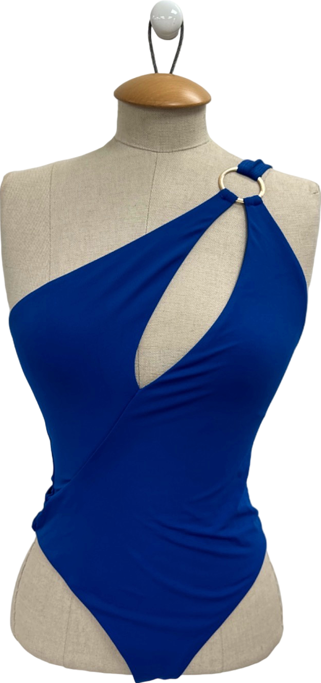 Karen Millen Blue Cut Out Ring Detail Swimsuit UK XS
