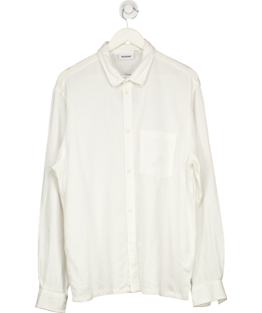 Weekday White Wise Linen Shirt UK L