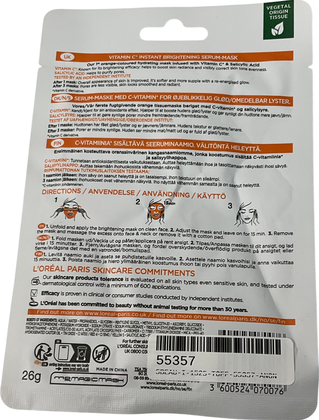 loreal Vitamin C Serum Sheet Mask 1 sheet