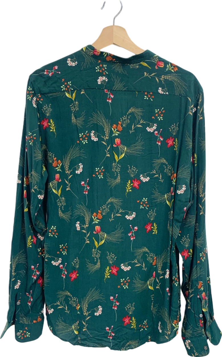 Reiss Green Floral Print Shirt UK L