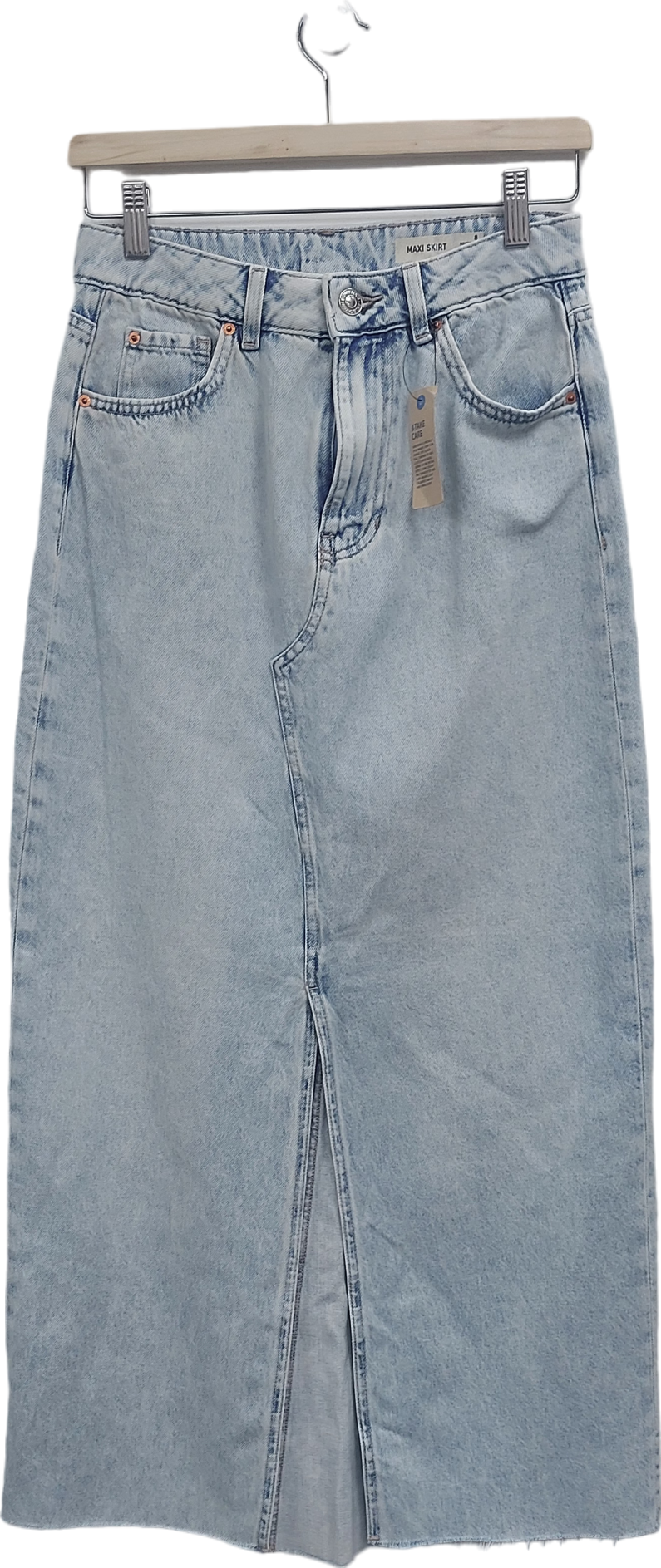 M&S Blue Denim Split Front Maxi Skirt UK 8