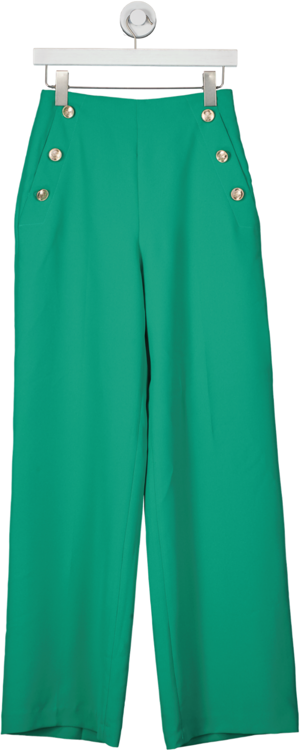 Ted Baker Green Llaylat Embossed Button Wide Leg Trousers size 1
