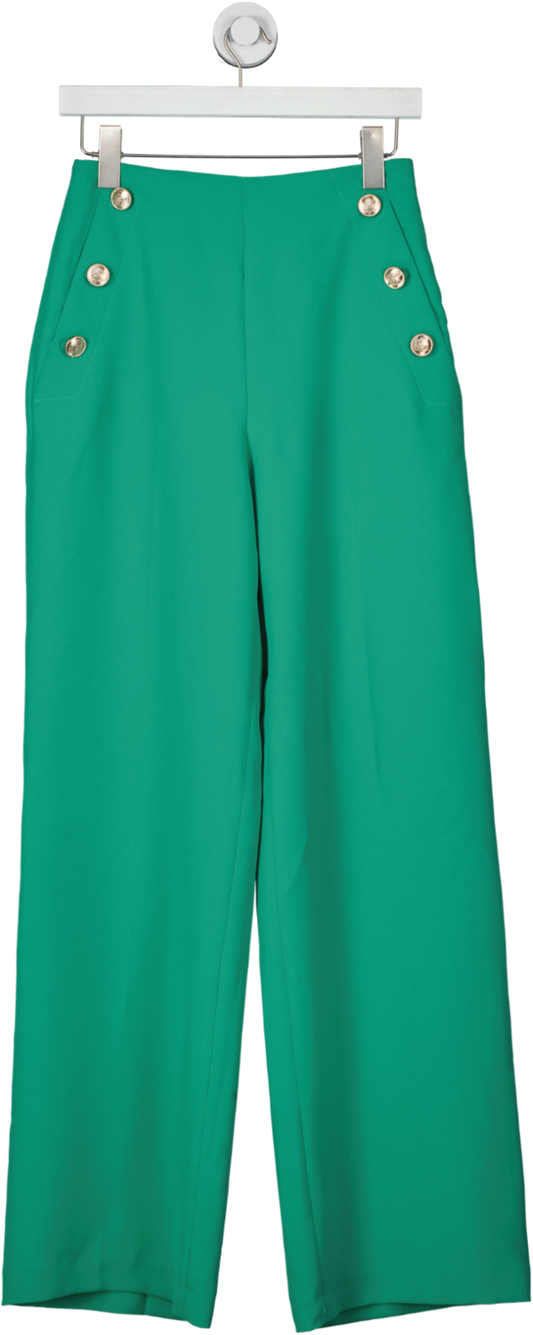 Ted Baker Green Llaylat Embossed Button Wide Leg Trousers size 1
