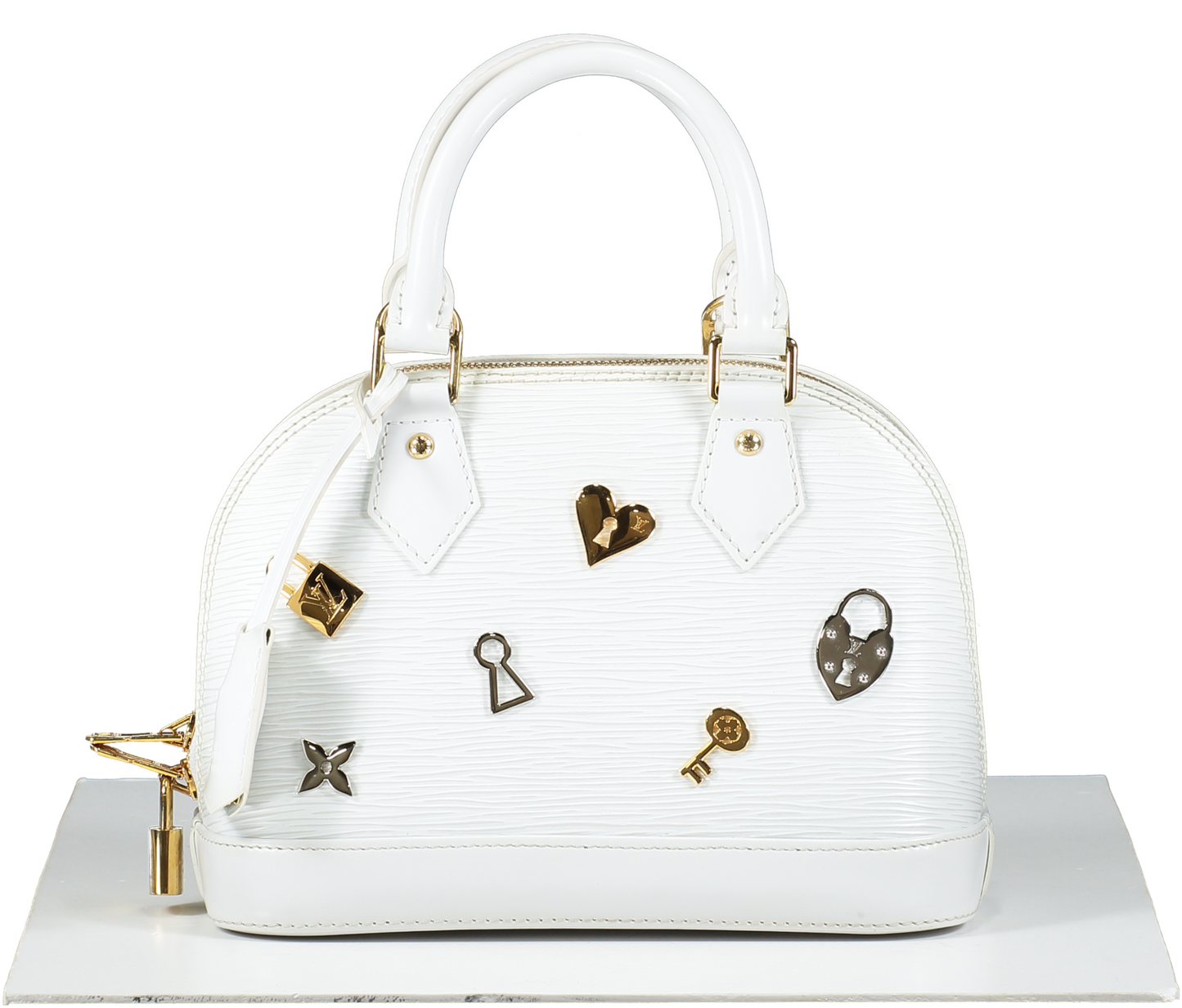 Louis Vuitton White Alma Handbag Love Lock Epi Leather Bb Bag