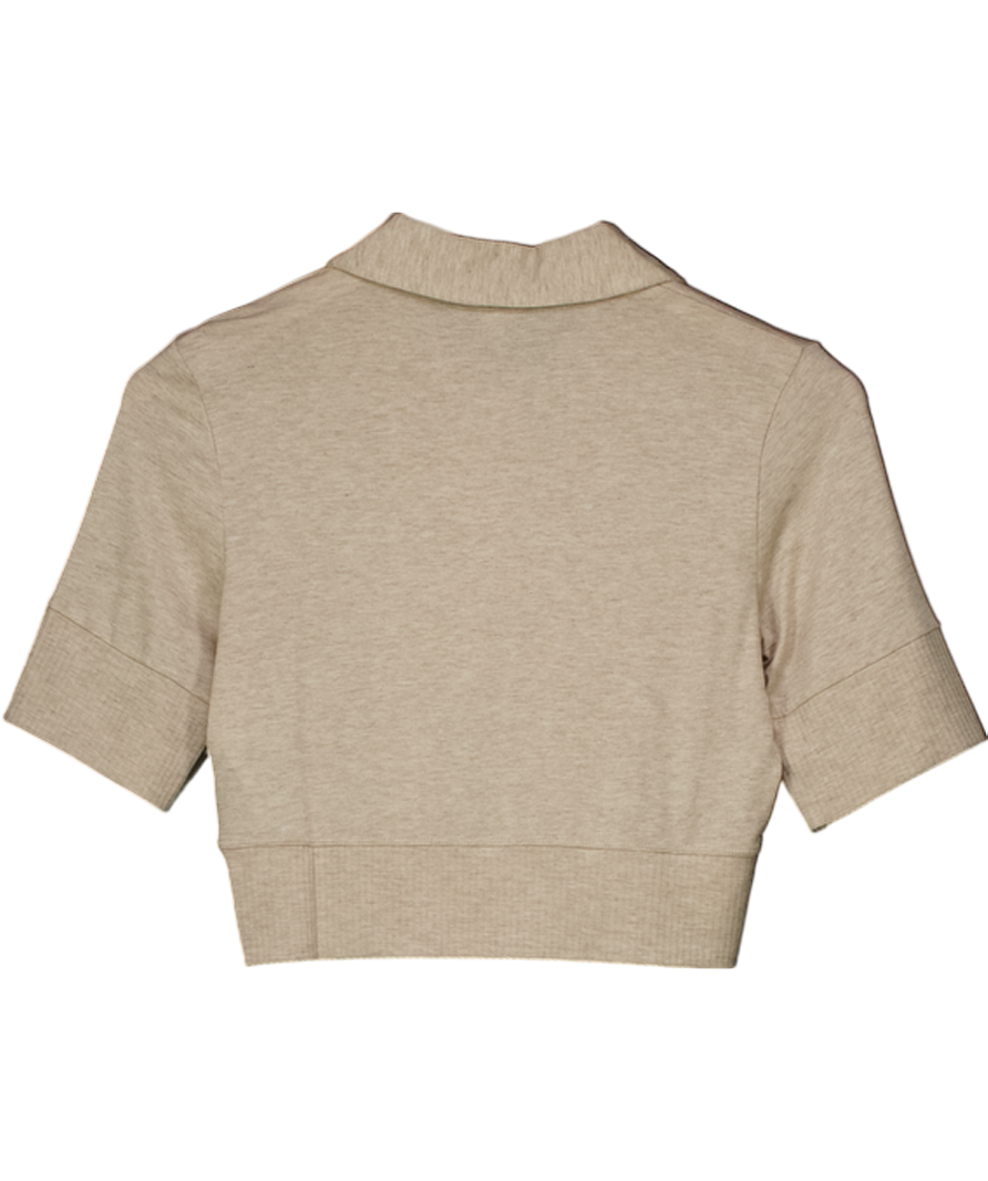 REISS Beige Eva Polo Crop Top UK S