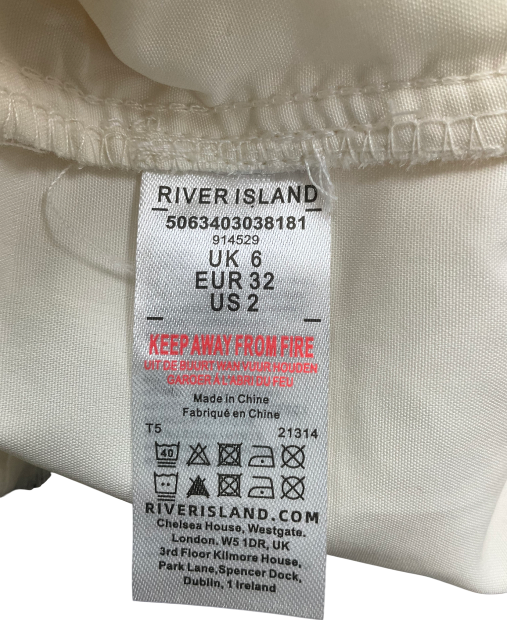 River Island Cream Floral Embroidery Mini Shift Dress UK 6