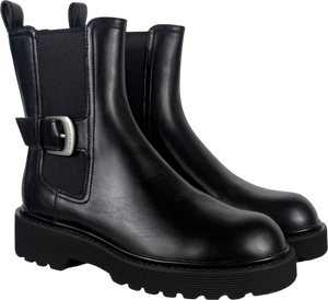 Charles & Keith Black Side Buckle Ridged Sole Chelsea Boots UK 5 EU 38