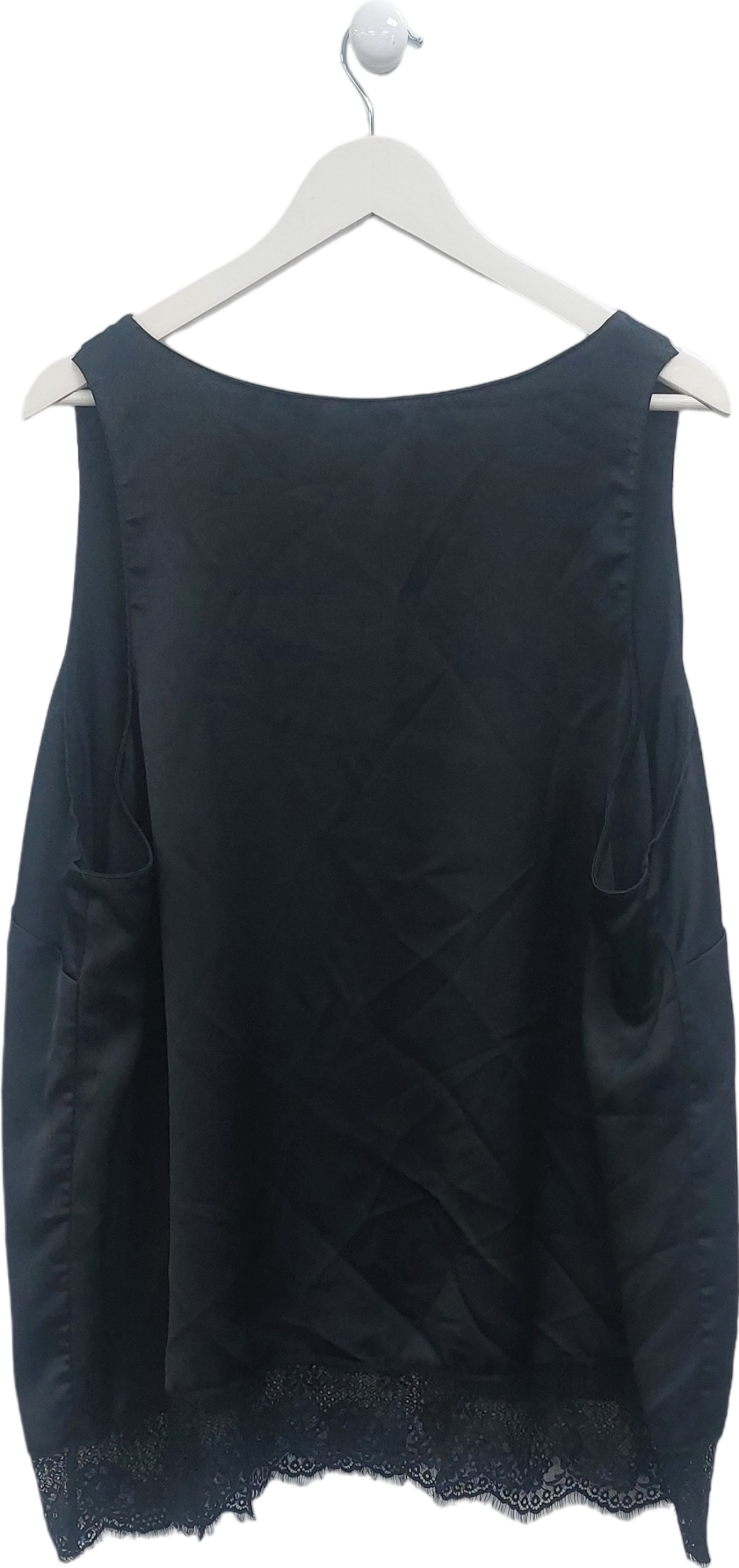 River Island Black Lace Trimmed Satin Top UK 28