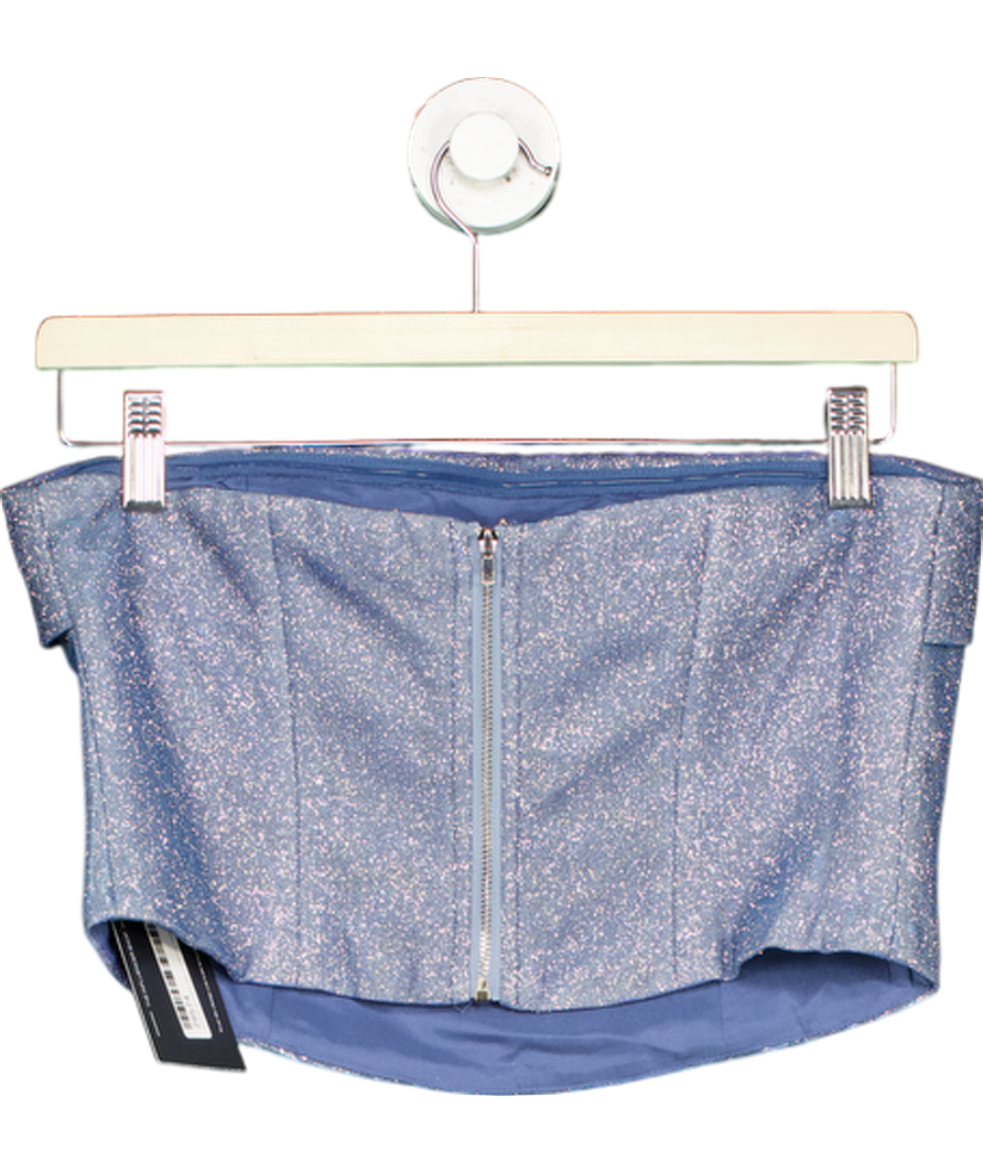 SLA the label Blue Aries Metallic Bustier Top UK S