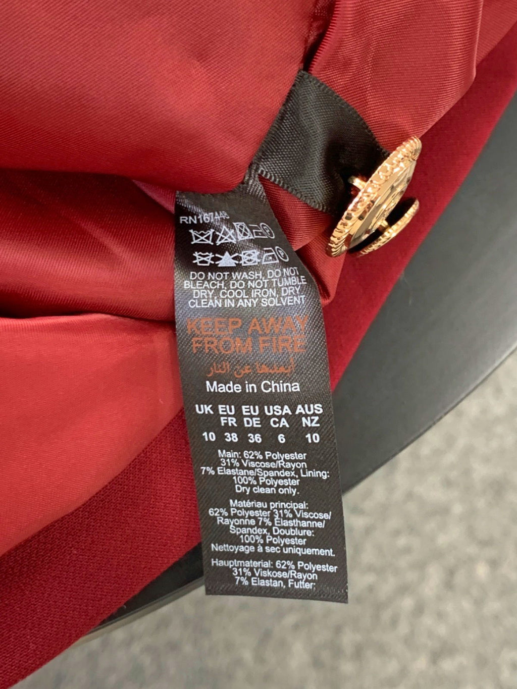 Karen Millen Red Double Breasted Blazer UK 10