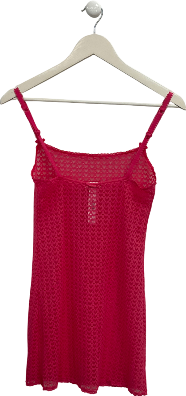 Victoria's Secret PINK Pink Double Bubble Heart Lace Slip Dress UK XS