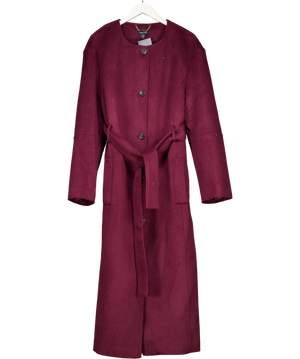 Karen Millen Red Brushed Wool Single Breasted Belted Tailored Maxi Coat - Tall UK 16