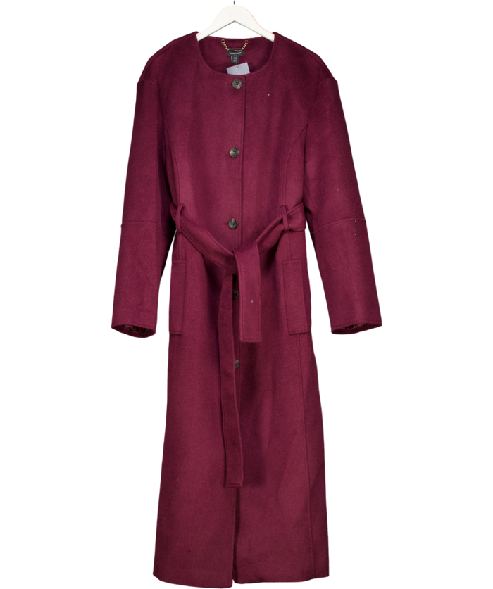 Karen Millen Red Brushed Wool Single Breasted Belted Tailored Maxi Coat - Tall UK 16