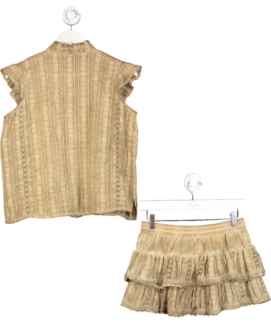 Bahabini Brown Embroidery Top Riviera In Mocha Hand Dye & Embroidery Skort Riviera In Mocha Hand Dye UK S/M