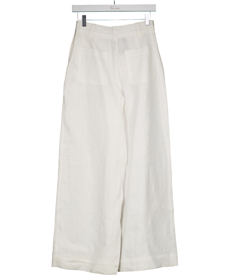 REISS White Demi Wide Leg Linen trousers UK XS/S