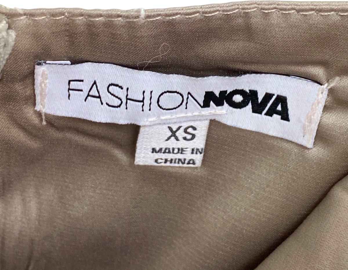 Fashion Nova Beige Bustier Crop Top XS UK 4-6