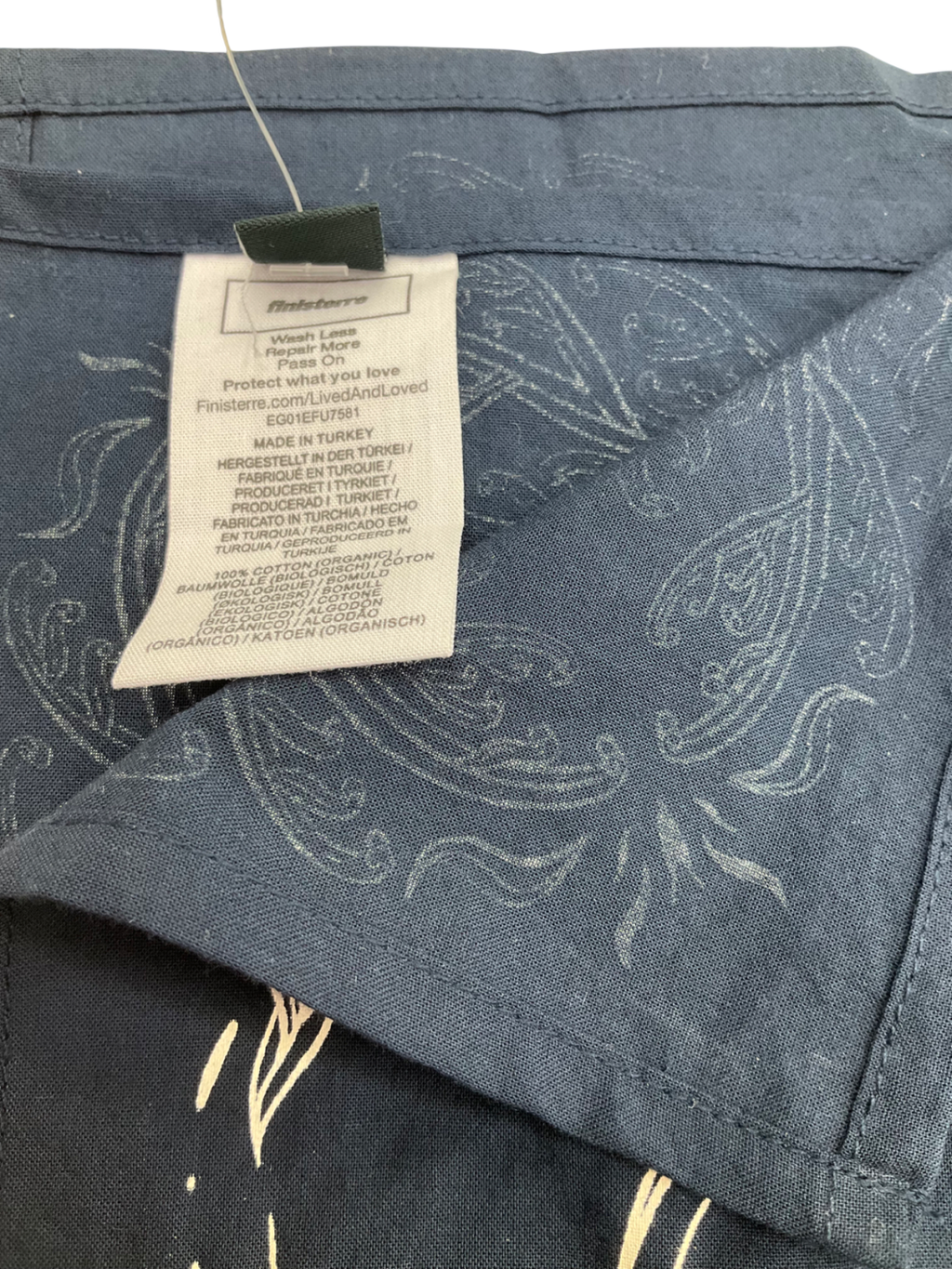 Finisterre Blue Floral Design Cotton Acarf One Size