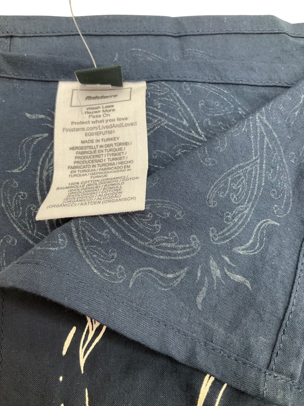 Finisterre Blue Floral Design Cotton Acarf One Size