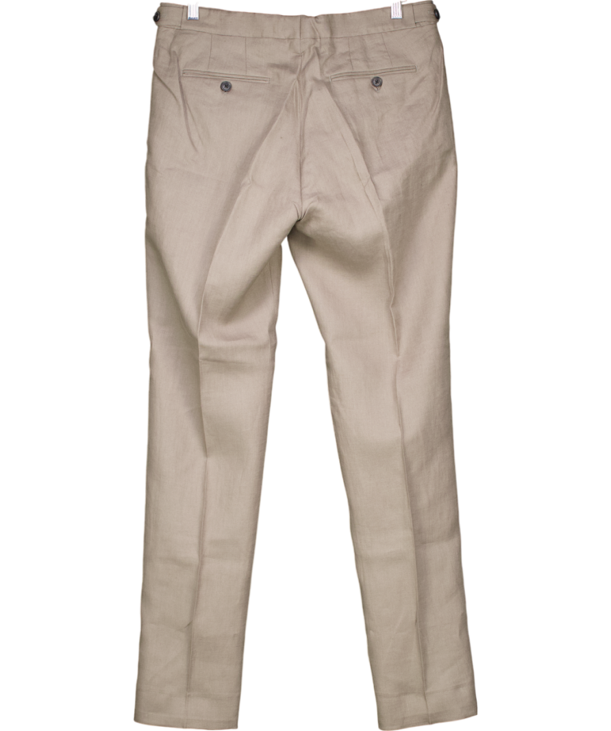 REISS Green Kin Slim Fit Linen Trousers W32