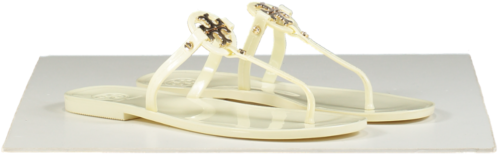 Tory Burch Cream Jelly Logo Sandals UK 7 EU 40 👠