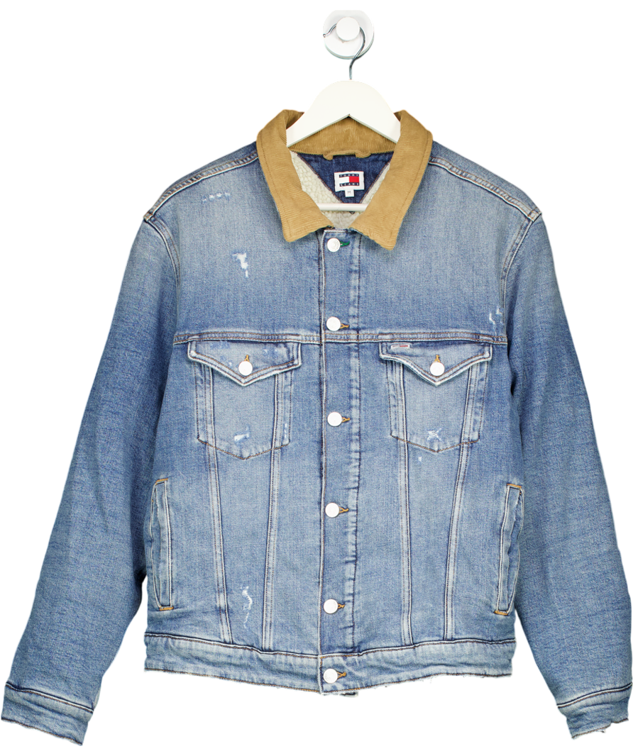 Tommy Jeans Blue Ryan Distressed Denim Trucker Jacket UK M