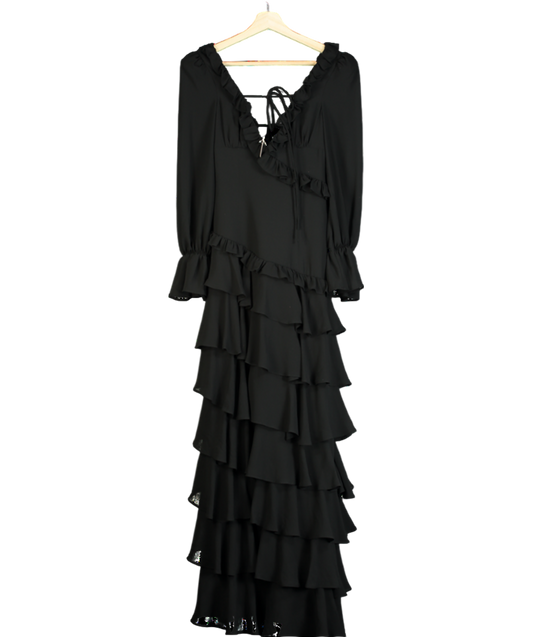 ALB Anne Louise Black Ruffle Maxi Dress UK XS