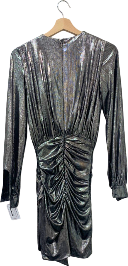 House of CB Silver Metallic Ruched Mini Dress XS
