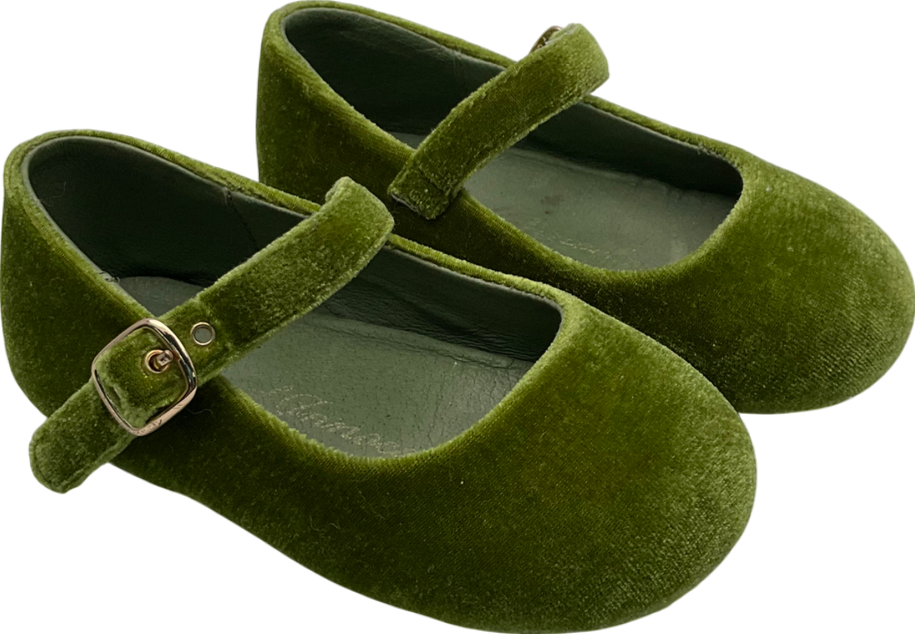 Age of Innocence Green Eva Velvet Ballerina Shoes UK 7 EU 24 👼