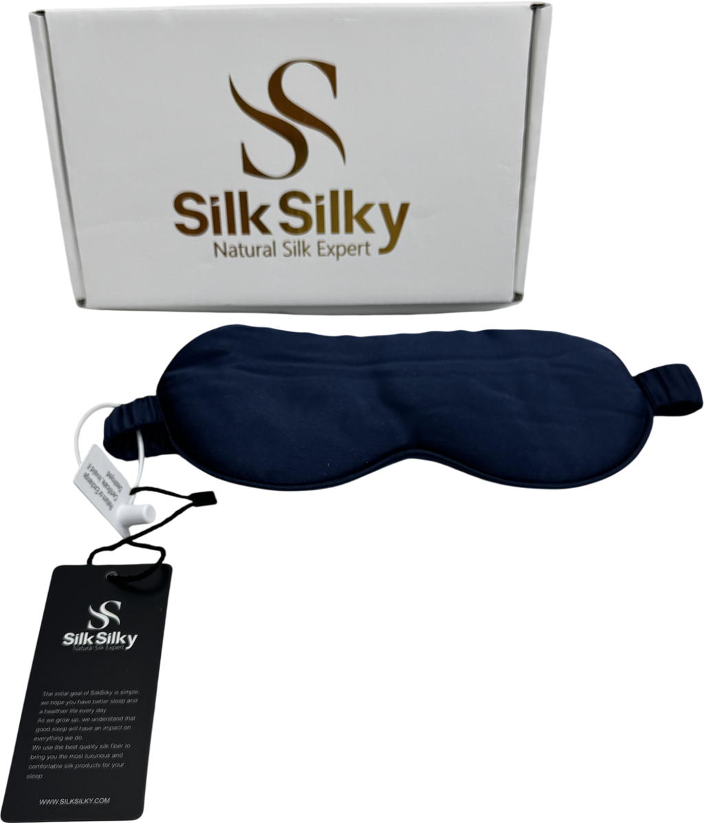 SikSilk Adjustable Velcro Wrap-around Silk Sleep Eye Mask Black one size