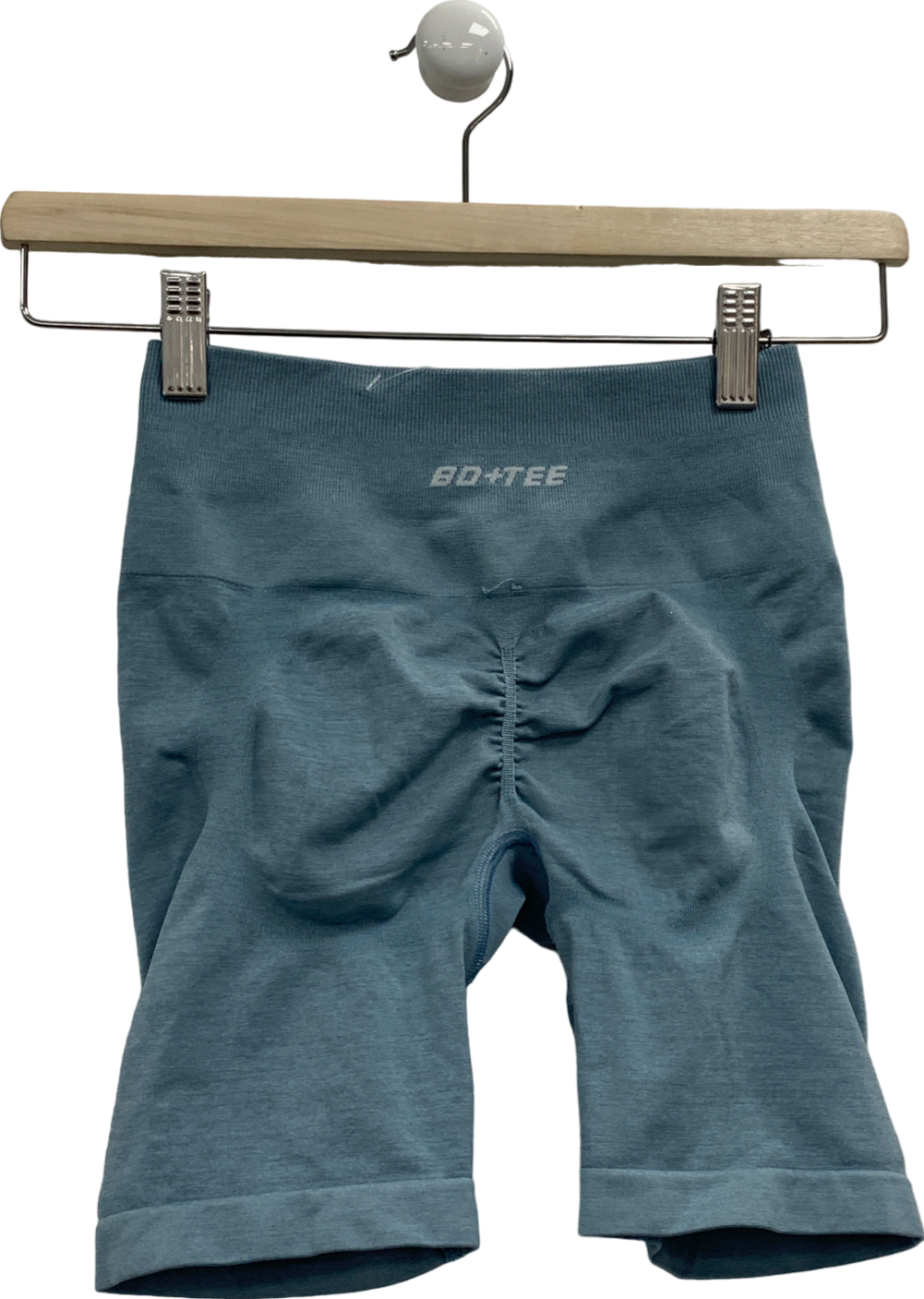 Bo+Tee Blue High Waisted Define Luxe Gym Shorts UK XS
