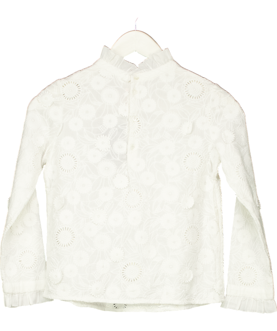 Bonpoint White Cotton Floral Embroidered Top 10 Years
