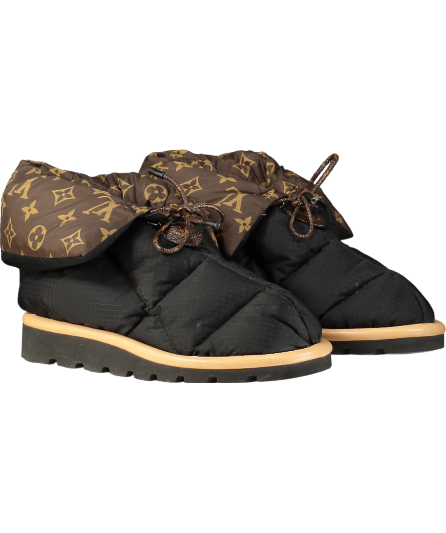 LOUIS VUITTON Black / Monogram Pillow Comfort Ankle Boots UK 2 EU 35 👠