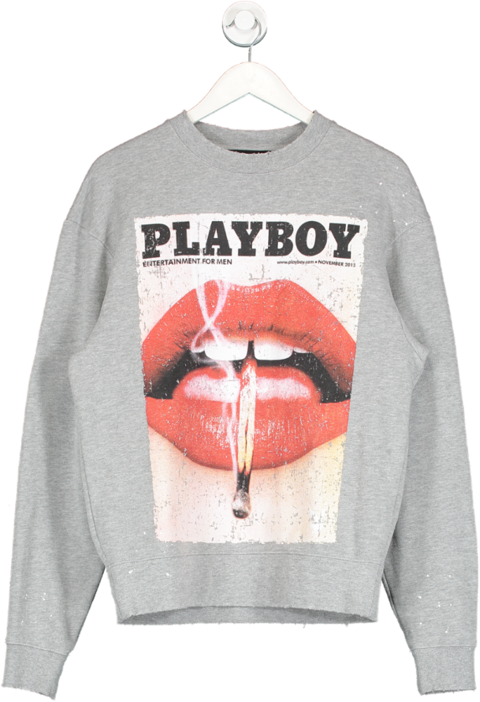 The Kooples Grey X Playboy Printed Oversized Sweatshirt UK S