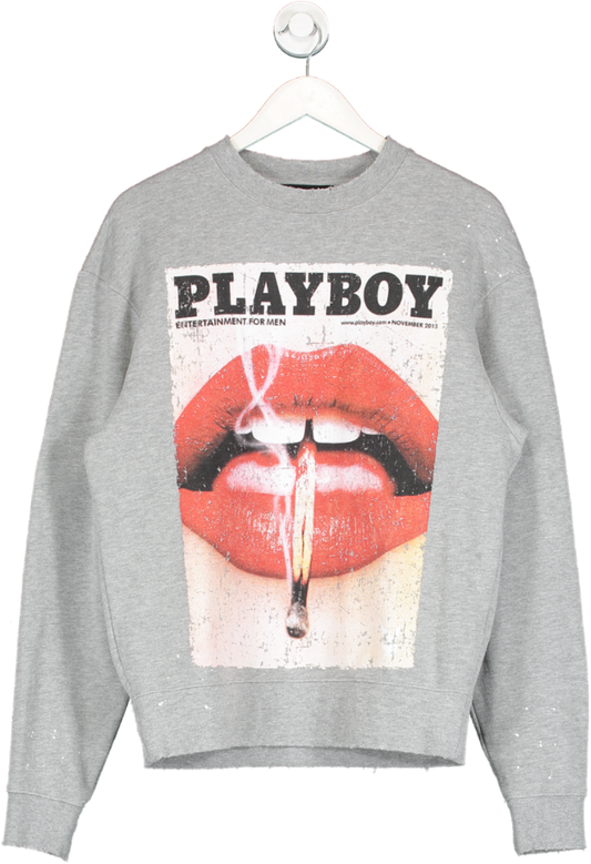 The Kooples Grey X Playboy Printed Oversized Sweatshirt UK S