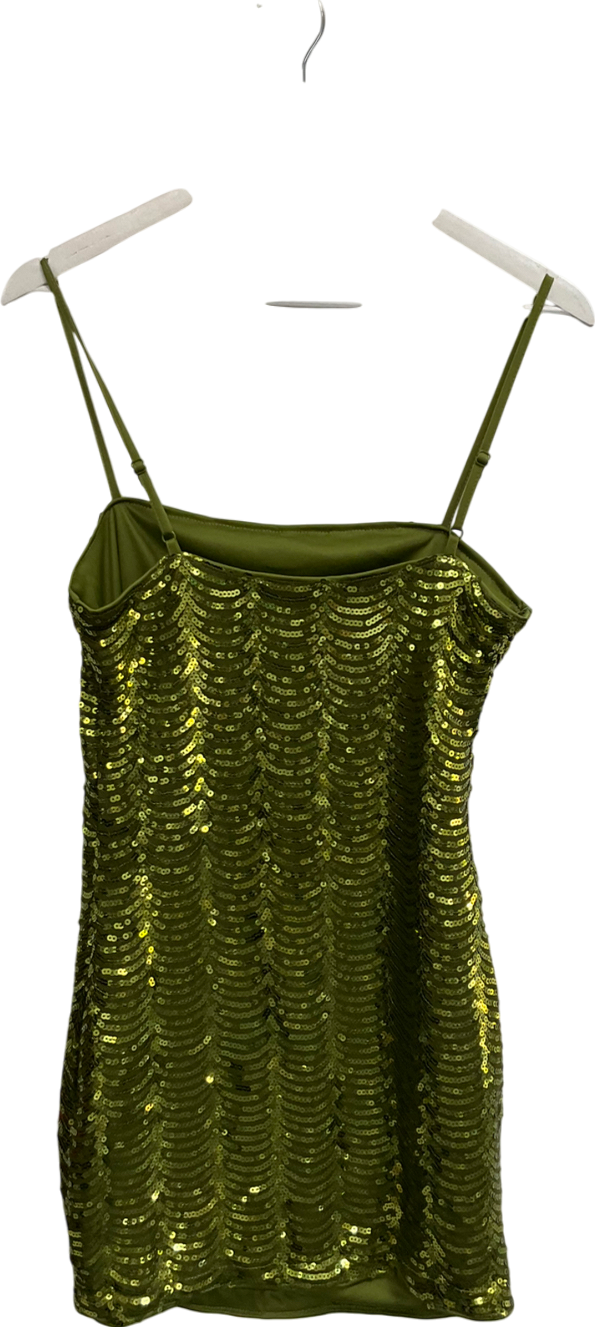 Green Sequin Mini Dress UK M