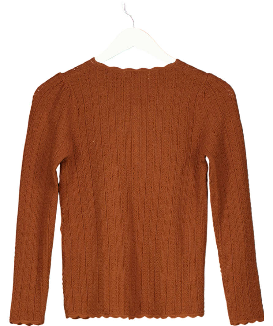 Sezane Brown Button Down Textured Top UK M
