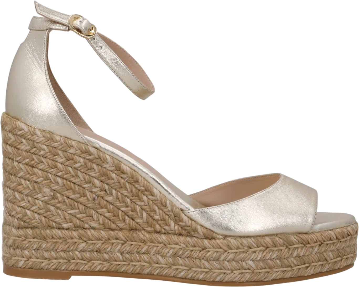 STUART WEITZMAN Metallic Gold Platform Wedge Espadrille Sandals UK 7.5 EU 40.5