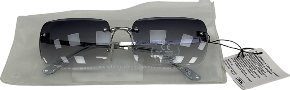 ASOS Rimless Sunglasses With Blue Square Lenses And Metal Silver Frame