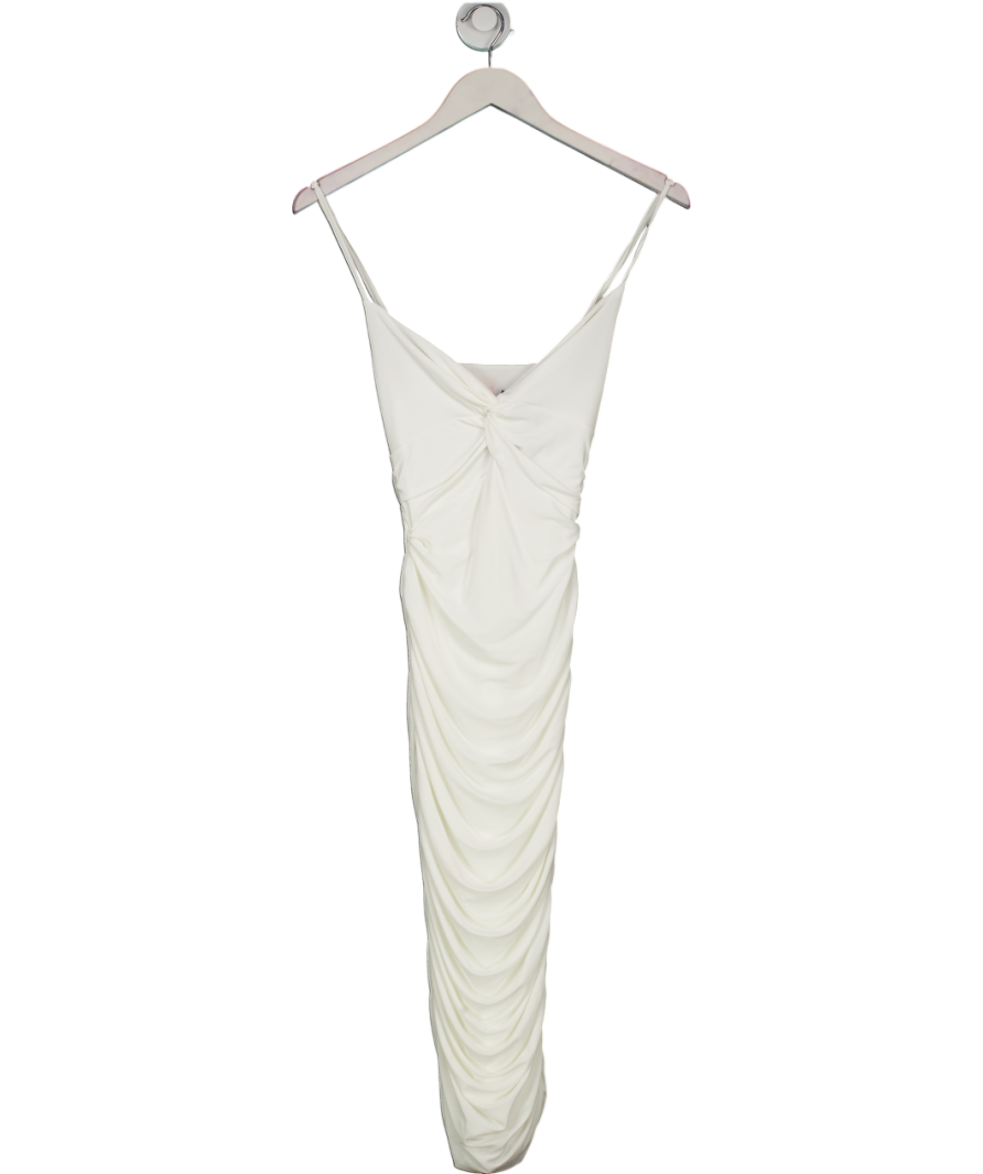 Club L White Strappy Ruched Midi Dress UK XS