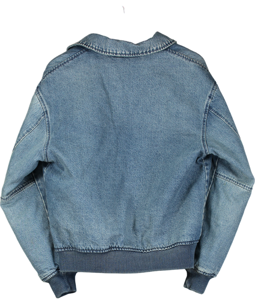 levis Blue Denim Bomber Jacket With Button Fastening UK S