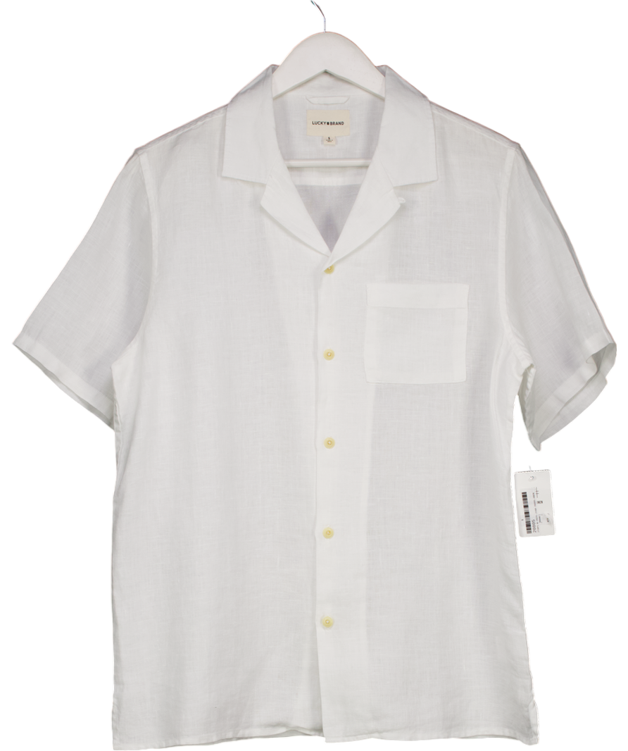 lucky # brand White Camp Collar Short Sleeve Shirt UK S