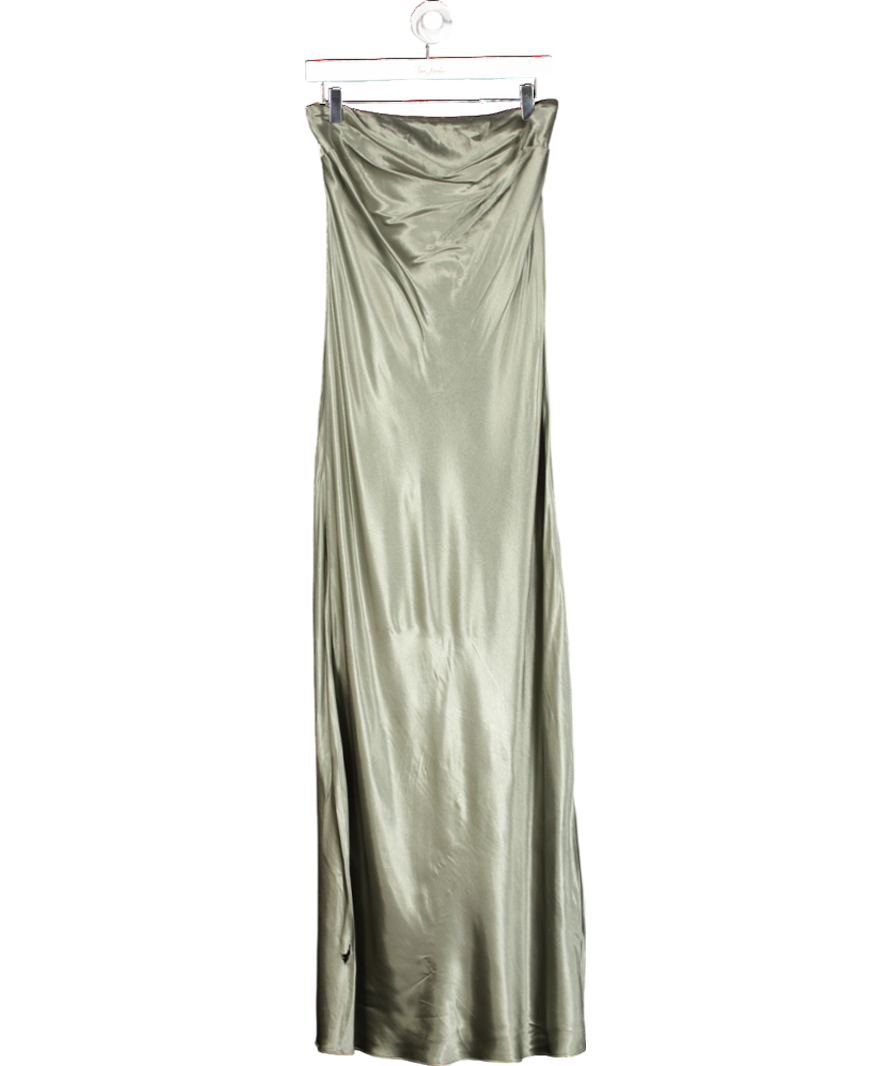 Anthropologie Green The Fleur Strapless Satin Maxi Slip Dress UK 12