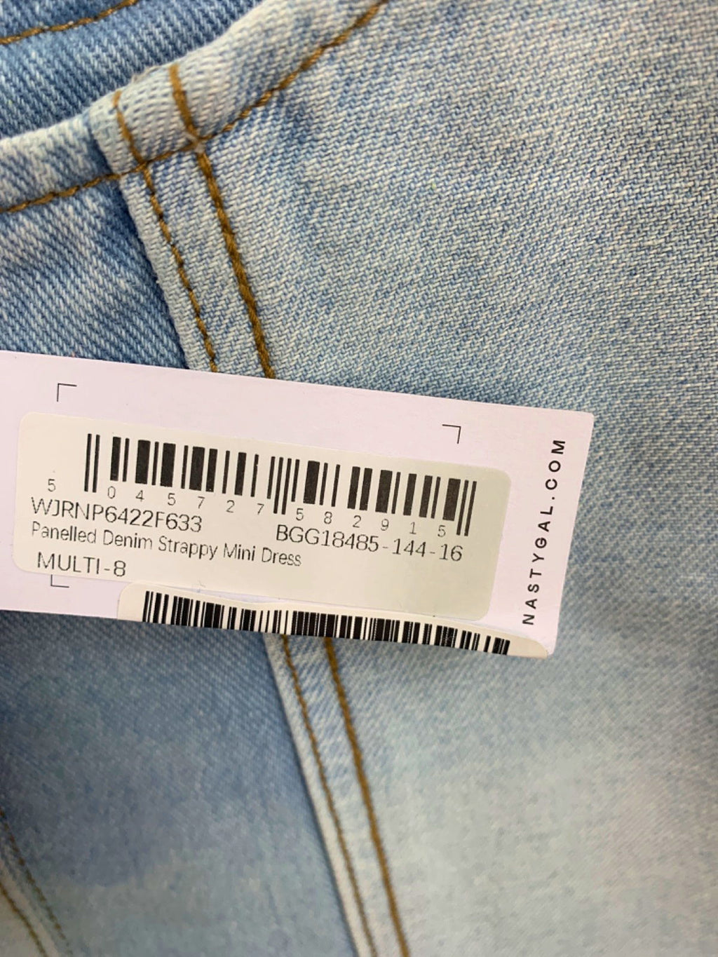 Nasty Gal Multi Panelled Denim Strappy Mini Dress UK 8