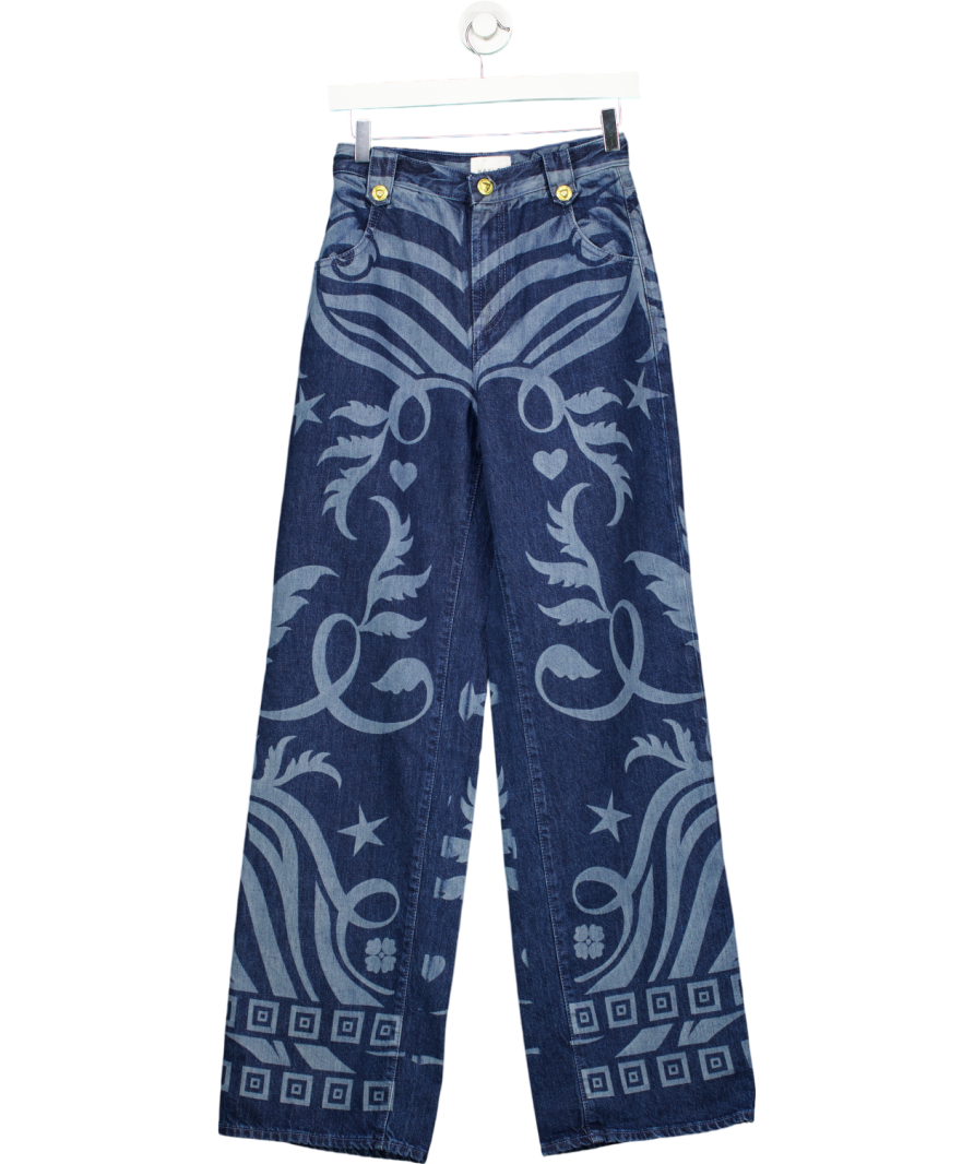 Hayley Menzies Blue Lazer Printed Wide Leg Jeans W25