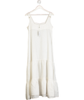Heidi Klein White Tiered Linen Midi Dress UK S
