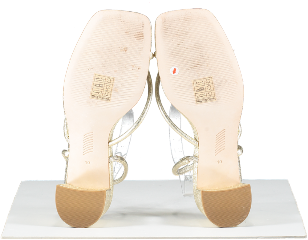 PAIGE Metallic Gold Leather Mid Heels UK 8 EU 41 👠