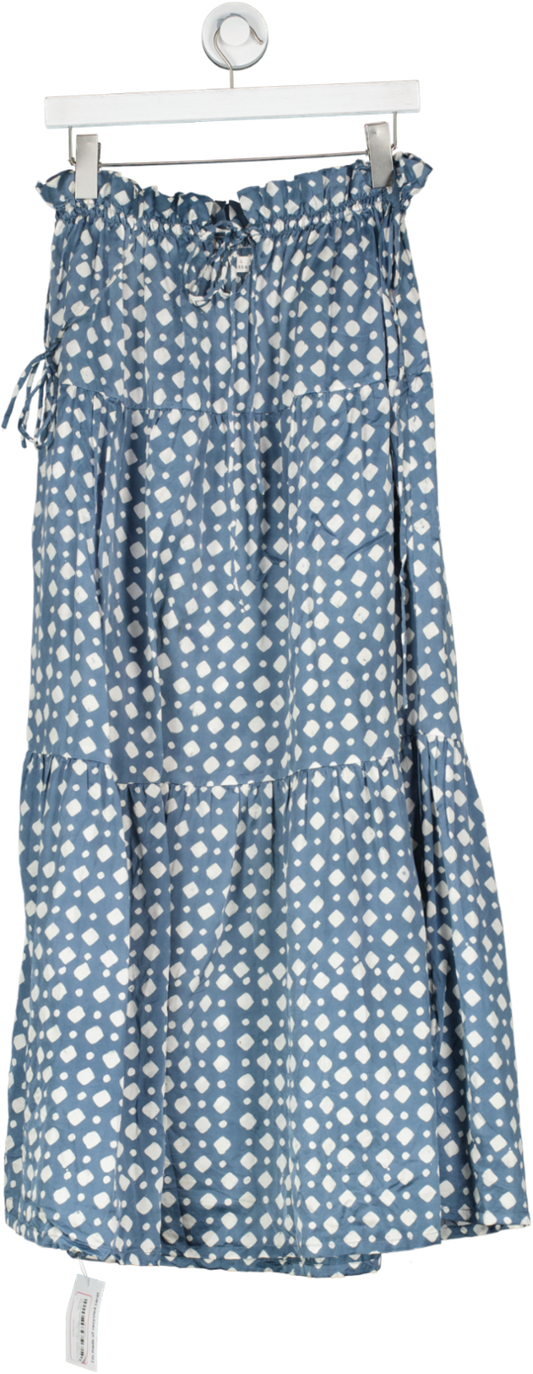 Cloe Cassandro Blue Silk Blend Skirt UK S
