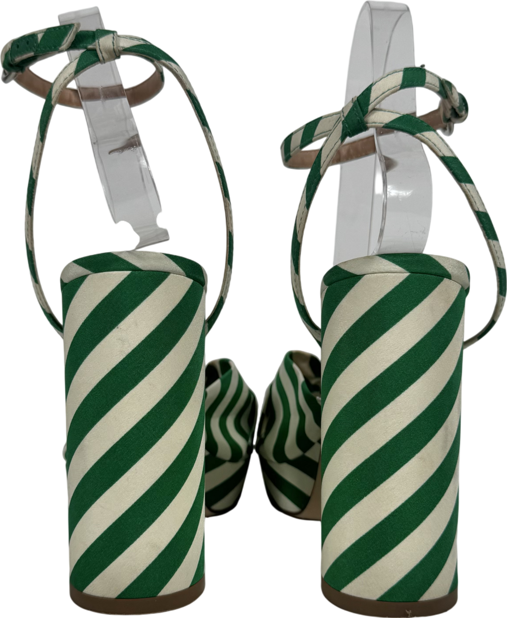 LK Bennett Amanda Green And White Stripe Fabric Platform Sandals UK 4 EU 37 👠