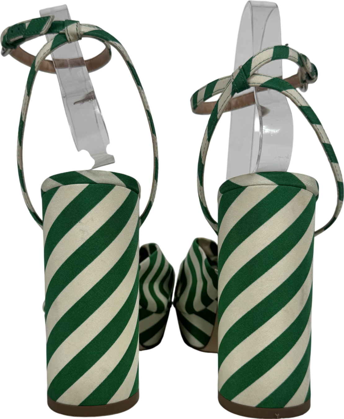 LK Bennett Amanda Green And White Stripe Fabric Platform Sandals UK 4 EU 37 👠